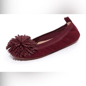 Yosi Samra foldable Pom Pom Maroon flat Size 9